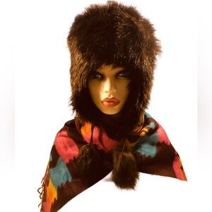Faux fur hat Russian style